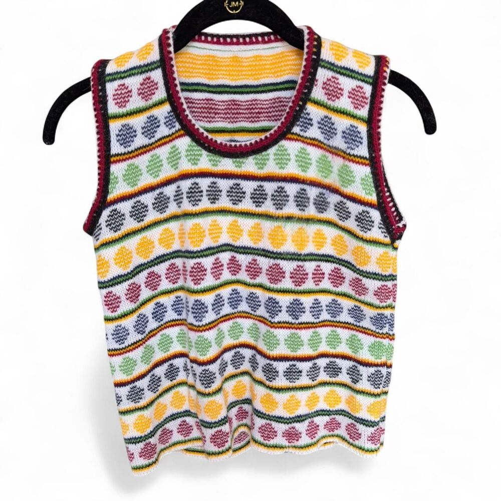 Vintage Multicolor Geometric Knit Sweater Vest size S